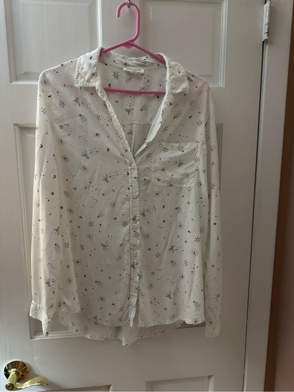 beachlunchlounge Cream Star & Moon Print Button-Down Shirt